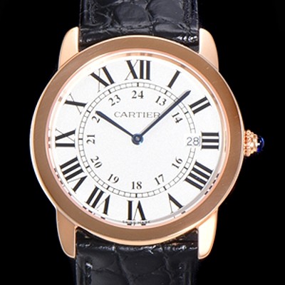 홍콩명품 [까르띠에] 남여공용 롱드 더 솔로 W6701008  쿼츠 므브먼트 36미리 로즈골드 악어가죽줄 화이트다이얼 CAR11558  