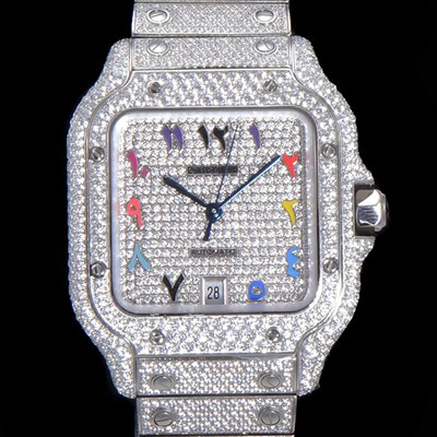 홍콩명품 [까르띠에] 남성용 산토스 쥬얼 다이아몬드 셋팅 베젤 40mm 큐빅/보석 다이얼 오토매틱 무브먼트 CAR40199  