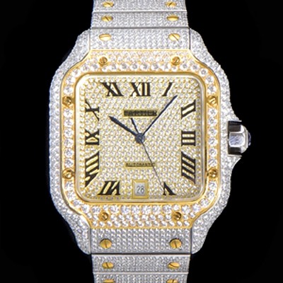 홍콩명품 [까르띠에] 남성용 산토스 쥬얼 다이아몬드 셋팅 베젤 40mm 큐빅/보석 다이얼 오토매틱 무브먼트 CAR42604  