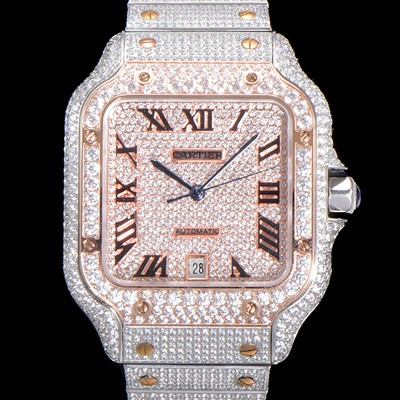 홍콩명품 [까르띠에] 남성용 산토스 쥬얼 다이아몬드 셋팅 베젤 40mm 큐빅/보석 다이얼 오토매틱 무브먼트 CAR45686  