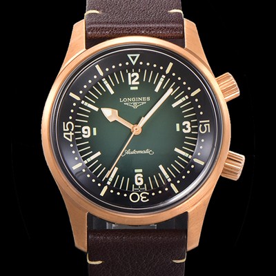 홍콩명품 [론진] 남성용 해리티지 오토매틱 Cal.L888.5 타입 42mm 브론즈케이스 가죽줄 그린다이얼 lon5131  