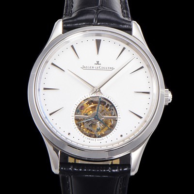 홍콩명품 [예거 르꿀르뜨] 남성용 마스터 울트라 씬 투어빌론 43mm 가죽줄 화이트다이얼 jag3991  