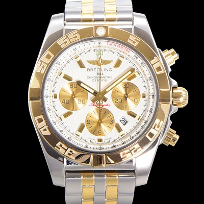 홍콩명품 [브라이틀링] 남성용 크로노맷 오토매틱 크로노그래프 ETA7750-2타입 44mm 옐루골드 매탈줄 화이트다이얼 bre9951  