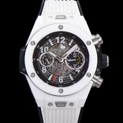 홍콩명품 [휴블렛] 남성용 위블러 빅뱅 유니코 화이트매직 45mm  오토매틱 HUB1241타입 무브먼트 세라믹 우레탄줄 스켈래톤 화이트 다이얼  hub5191  