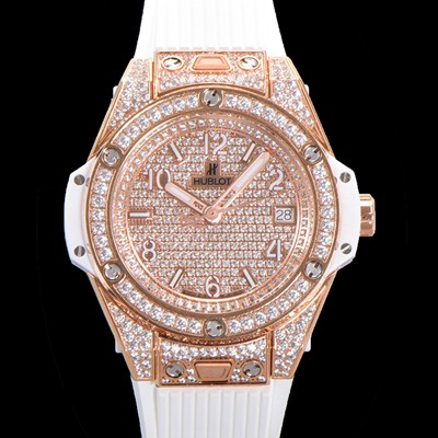 홍콩명품 [휴블렛] 남여공용 빅뱅 오토매틱 HUB1710타입 39mm 다이아/보석 세팅 로즈골드 우레탄/가죽 믹스밴드 보석다이얼 hub2399  