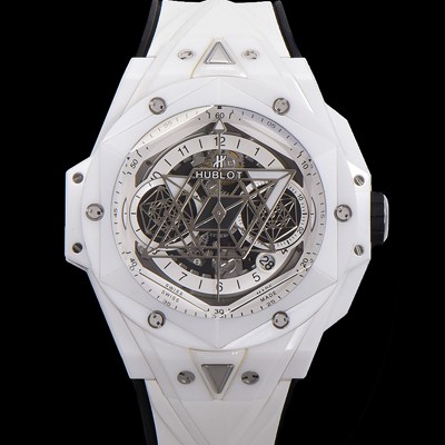 홍콩명품 [휴블렛] 남성용 위블러 빅뱅 상블루 오토매틱 HUB1240타입 풀세라믹 화이트메직 45mm 우레탄줄 화이트다이얼  hub1315  