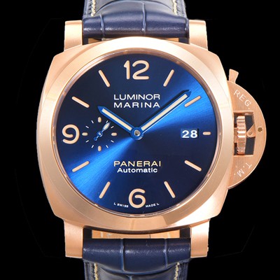 홍콩명품 [파네라이] 남성용 루미노르 1950 3데이 마리나 18K 로즈골드 PAM01114 오토매틱 44미리 블루다이얼 pan9121  