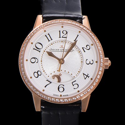 홍콩명품 [예거 르꿀르뜨] 여성용 랑데뷰 나잇&데이 문페이즈 오토매틱 898A 타입 무브 34mm 금장시계 보석  배젤 가죽줄 화이트다이얼 jag9251  