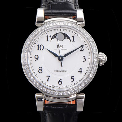 홍콩명품 [아이더블유씨]여성용 다빈치 오토매틱 문페이즈 36mm 18K 로조골드 다이아몬드베젤가죽줄 화이트다이얼 iwc75312  