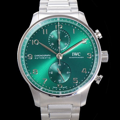 홍콩명품 [아이더블유씨] 남성용시계 베스트 신형 포르투기즈 IW371615 크로노그래프 오토매틱 ETA7750-2 타입 41mm 메탈줄 그린다이얼 iwc6468  