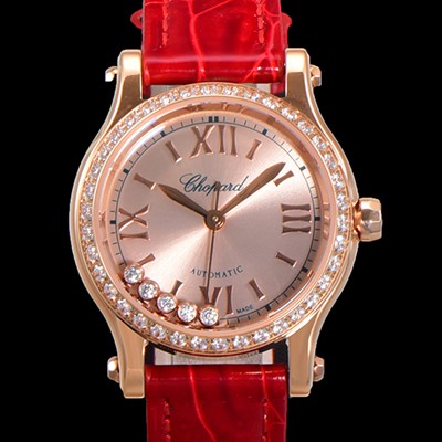 홍콩명품 [쇼파드] 여성용 해피 다이아몬드 오토매틱 ETA2892-2 타입 30mm 래이디스/금장시계 18K로즈골드  골드다이얼 cho1239  