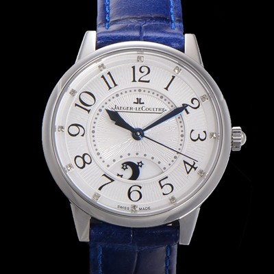 홍콩명품 [예거 르꿀르뜨] 여성용 랑데뷰 나잇&데이 문페이즈 오토매틱 898A 타입 무브 34mm 보석 배젤 가죽줄 화이트다이얼 jag9139  