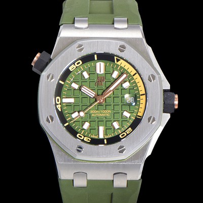 홍콩명품 [오데마피게] 남성용 로얄오크 오프쇼어 다이버 오토매틱 Cal.4308타입 42mm  우레탄줄 그린다이얼 aud9595  