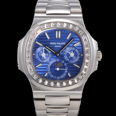 홍콩명품 [파텍필립] 남성용 Ref.5740 노틸러스 문페이즈 오토매틱 Cal.240 Q타입 40mm 다이아몬드/쥬얼 메탈줄  블루다이얼 pat1912  