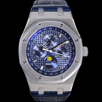 홍콩명품 [오데마피게] 남성용 로얄오크 퍼펙츄얼 캘린더 41mm 오토매틱 T5134 타입 가죽줄 블루다이얼 aud0487   