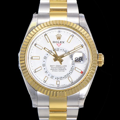 홍콩명품  [로렉스] 남성용 스카이더웰러 오이스터 퍼페츄얼 오토매틱 Cal.9001타입 42미리 18K 옐루골드 투톤콤비매탈줄 화이트다이얼 rol5129  