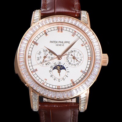 홍콩명품 [파텍필립] 남성용 Ref.5073P 그랜드 컴플리케이션 문페이즈 오토매틱 18K 로즈골드/다이아몬드셋팅 42mm 가죽줄 화이트다이얼 pat2519  