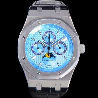 홍콩명품 [오데마피게] 남성용 로얄오크 퍼펙츄얼 캘린더 41mm 오토매틱 T5134 타입 가죽줄 블루다이얼 aud1513  