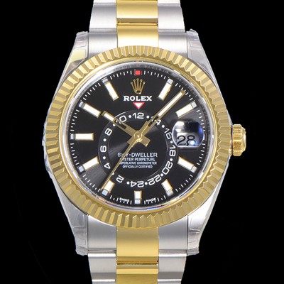 홍콩명품  [로렉스] 남성용 스카이더웰러 오이스터 퍼페츄얼 오토매틱 Cal.9001타입 42미리 18K 옐루골드 투톤콤비매탈줄 블랙다이얼 rol1139  