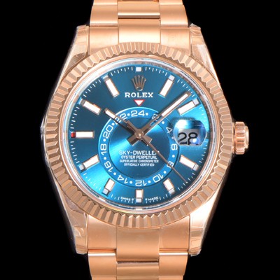 홍콩명품  [로렉스] 남성용 스카이더웰러 오이스터 퍼페츄얼 오토매틱 Cal.9001타입 42미리 18K 로즈골드 블루 다이얼 rol5296  