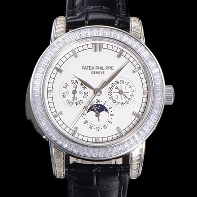 홍콩명품 [파텍필립] 남성용 Ref.5073P 그랜드 컴플리케이션 문페이즈 오토매틱 다이아몬드셋팅 42mm 가죽줄 화이트다이얼 pat2195  
