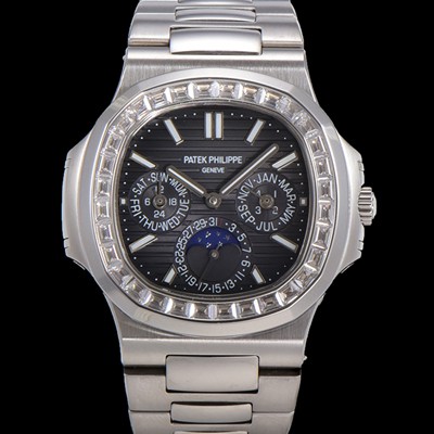 홍콩명품 [파텍필립] 남성용 Ref.5740 노틸러스 문페이즈 오토매틱 Cal.240 Q타입 40mm 다이아몬드/쥬얼 메탈줄  그레이다이얼 pat5912  