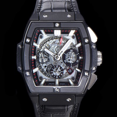 홍콩명품 [휴블렛] 남성용 스피릿 빅뱅 마스터피스 크로노그래프 Hub4700타입 45mm PVD코팅 가죽줄 스켈래톤다이얼 hub3251  