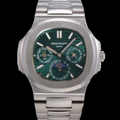 홍콩명품 [파텍필립] 남성용 Ref.5740 노틸러스 문페이즈 오토매틱 Cal.240 Q타입 40mm 메탈줄  그린다이얼 pat9961  