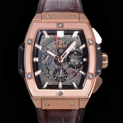 홍콩명품 [휴블렛] 남성용 스피릿 빅뱅 마스터피스 크로노그래프 Hub4700타입 18K로즈골드 45mm 가죽줄 스켈래톤다이얼 hub1512  