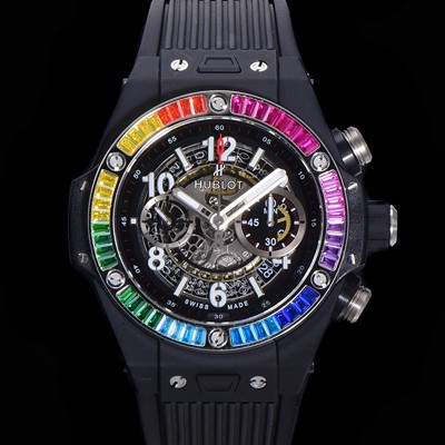 홍콩명품 [휴블렛] 남성용 빅뱅 유니코 45mm 오토매틱 HUB1280 타입  PVD재잴 다이아몬드 베젤 러버줄 스켈래톤 다이얼  hub1952  