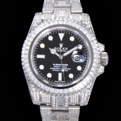 홍콩명품 [로렉스] 남성용 서브마리너 풀 다이아몬드 셋팅 오토매틱 Cal.3135 무브 40mm 블랙다이얼 rol1231  