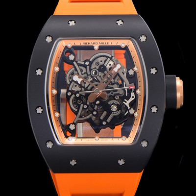 홍콩명품 [리차드밀레] 남성용 RM055 블랙 PVD코딩 스켈레톤 다이얼 러버 스트랩 기계식 수동형 무브먼트 RIC07177  