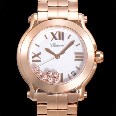 홍콩명품 [쇼파드] 여성용 해피 스포츠 다이아몬드 36mm 스위스 955.112 쿼츠 18K 로즈골드 화이트다이얼 cho1251  