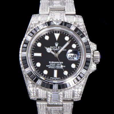 홍콩명품 [로렉스] 남성용 서브마리너 풀 다이아몬드 셋팅 오토매틱 Cal.3135 무브 40mm 블랙다이얼 rol5113  