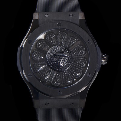 홍콩명품 [휴블렛] 남성용 신형버전 클래식 퓨전 무라카미 타카시 45mm 오토매틱 Hub1214 타입 우레타줄 PVD코팅케이스 블랙다이얼  hub9193  