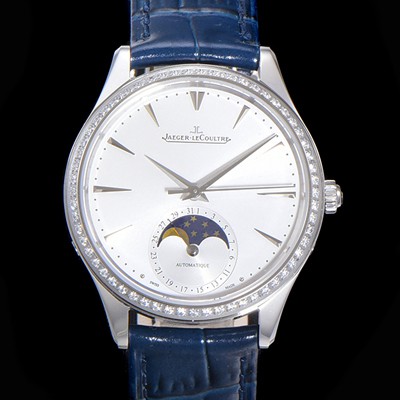 홍콩명품 [예거르꿀뜨르] 남성용 마스터 울트라 씬 문페이즈 39mm 오토매틱 866타입 다이아몬드 가죽줄 화이트다이얼 jag1151  