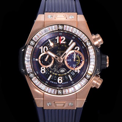 홍콩명품 [휴블렛] 남성용 빅뱅 유니코  45mm 오토매틱 HUB1280 타입 18K 로즈골드/다이아몬드 베젤 러버줄 스켈래톤 다이얼  hub9191  