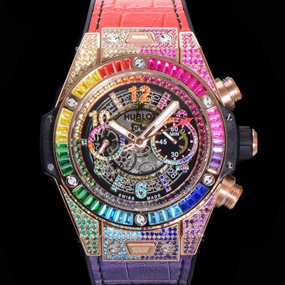 홍콩명품 [휴블렛] 남성용 빅뱅 유니코  45mm 오토매틱 HUB1280 타입 18K 로즈골드/다이아몬드 풀케이스 러버줄 스켈래톤 다이얼  hub2151  