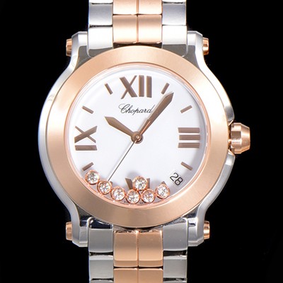 홍콩명품 [쇼파드] 여성용 해피 스포츠 다이아몬드 36mm 스위스 955.112 쿼츠 18K 로즈골드 화이트다이얼 cho1953  
