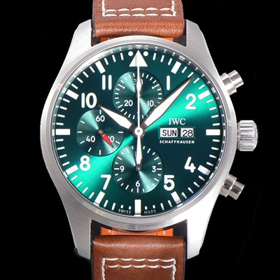 홍콩명품 [아이더블유씨] 남성용 파일럿 생텍쥐베리 어린왕자 한정판 에디션!! IW377714 데이 & 데이트 크로노그래프 그린 다이얼 오토매틱 무브먼트 IWC0123  