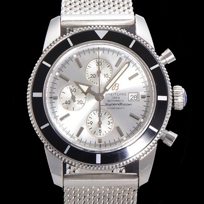 홍콩명품 [브라이틀링] 남성용 슈퍼오션 해리티지 크로노그래프 ETA7750-2 타입 오토매틱 46mm 메쉬 메탈줄 화이트 실버다이얼 bre9082  