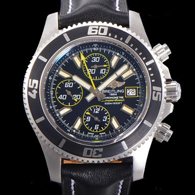 홍콩명품 [브라이틀링] 남성용 에어로마린 슈퍼오션 어비스 크로노그래프 오토매틱 Eta7750-2 타입 44mm 가죽줄 블랙다이얼 bre0662  