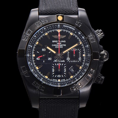 홍콩명품 [브라이틀링] 남성용 크로노맷  DLC 블랙스틸 오토매틱 ETA 7750-2 타입 44mm 나토천/가죽믹스 블랙다이얼  bre2026  