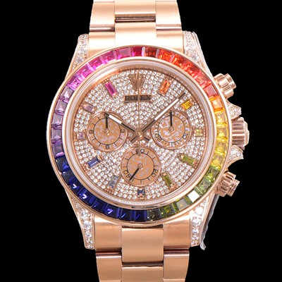 홍콩명품 [로렉스] 남성용 데이토나 오이스터 다이아/큐빅 ETA7750-2 타입 오토매틱 크로노그래프 40mm 18K 로즈골드 보석다이얼 rol6944  