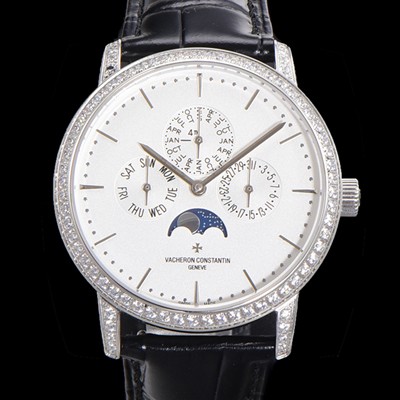 홍콩명품 [바쉐런콘스탄틴] 남성용 패트리모니 다이아셋팅 논페이즈 오토매틱 1120타입 41mm 가죽줄 화이트다이얼 vac0668  