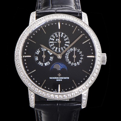홍콩명품 [바쉐런콘스탄틴] 남성용 패트리모니 다이아셋팅 논페이즈 오토매틱 1120타입 41mm 가죽줄 블랙다이얼   vac8682  