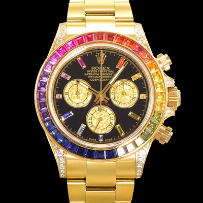 홍콩명품 [로렉스] 남성용 데이토나 오이스터 다이아/큐빅 ETA7750-2 타입 오토매틱 크로노그래프 40mm 18K 옐루골드 블랙다이얼 rol2024  