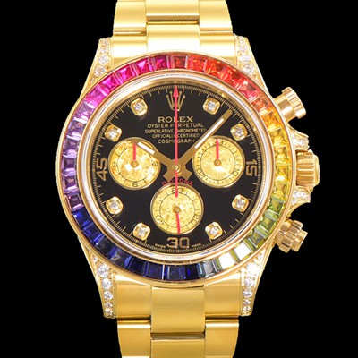 홍콩명품 [로렉스] 남성용 데이토나 오이스터 다이아/큐빅 ETA7750-2 타입 오토매틱 크로노그래프 40mm 18K 옐루골드 블랙다이얼  rol0986  