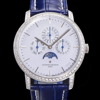 홍콩명품 [바쉐런콘스탄틴] 남성용 패트리모니 다이아셋팅 논페이즈 오토매틱 1120타입 41mm 가죽줄 그레이다이얼   vac0822  