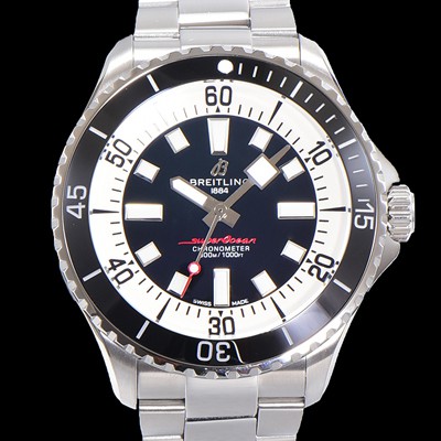 홍콩명품 [브라이틀링 뉴 다이버워치] 남성용 슈퍼오션 44mm 오토매틱 ETA2824-2 타입 크로노미터 메탈줄 세라믹베젤 블랙다이얼 bre8442  